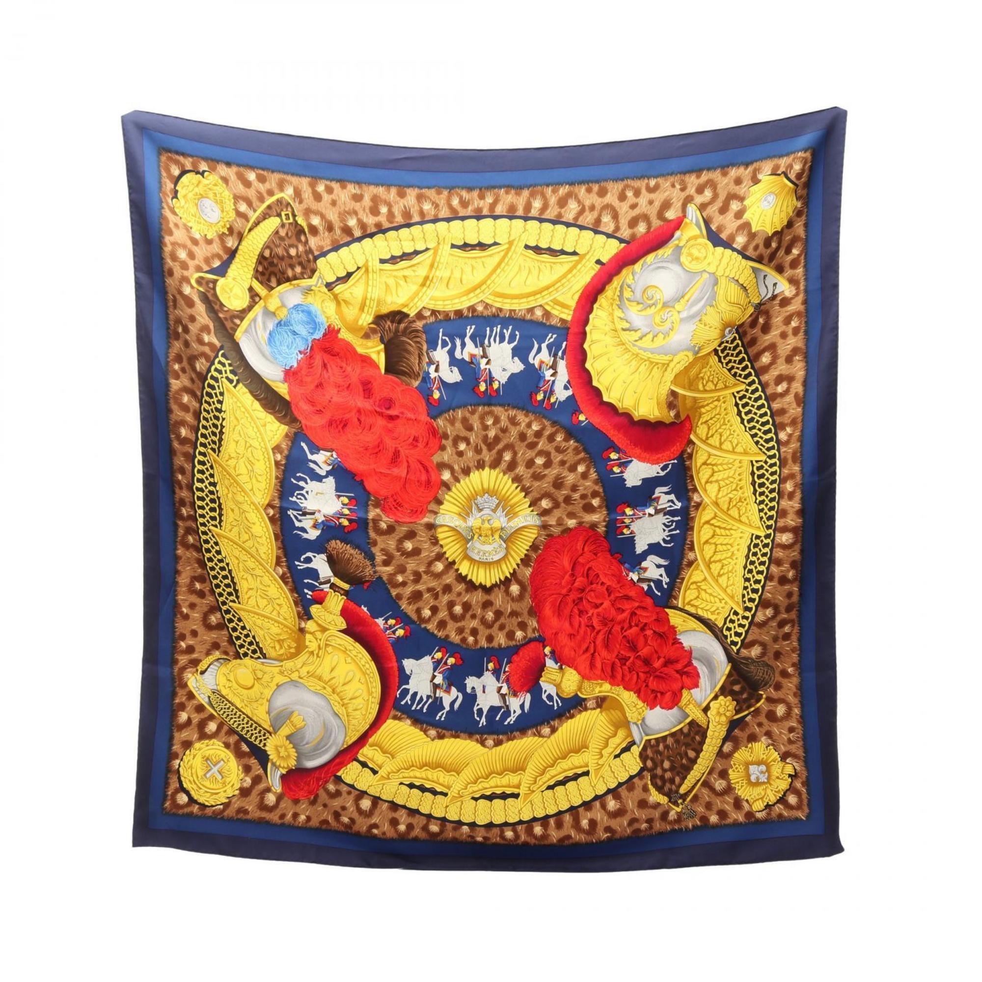 Hermes Authentic Brown Silk Scarf